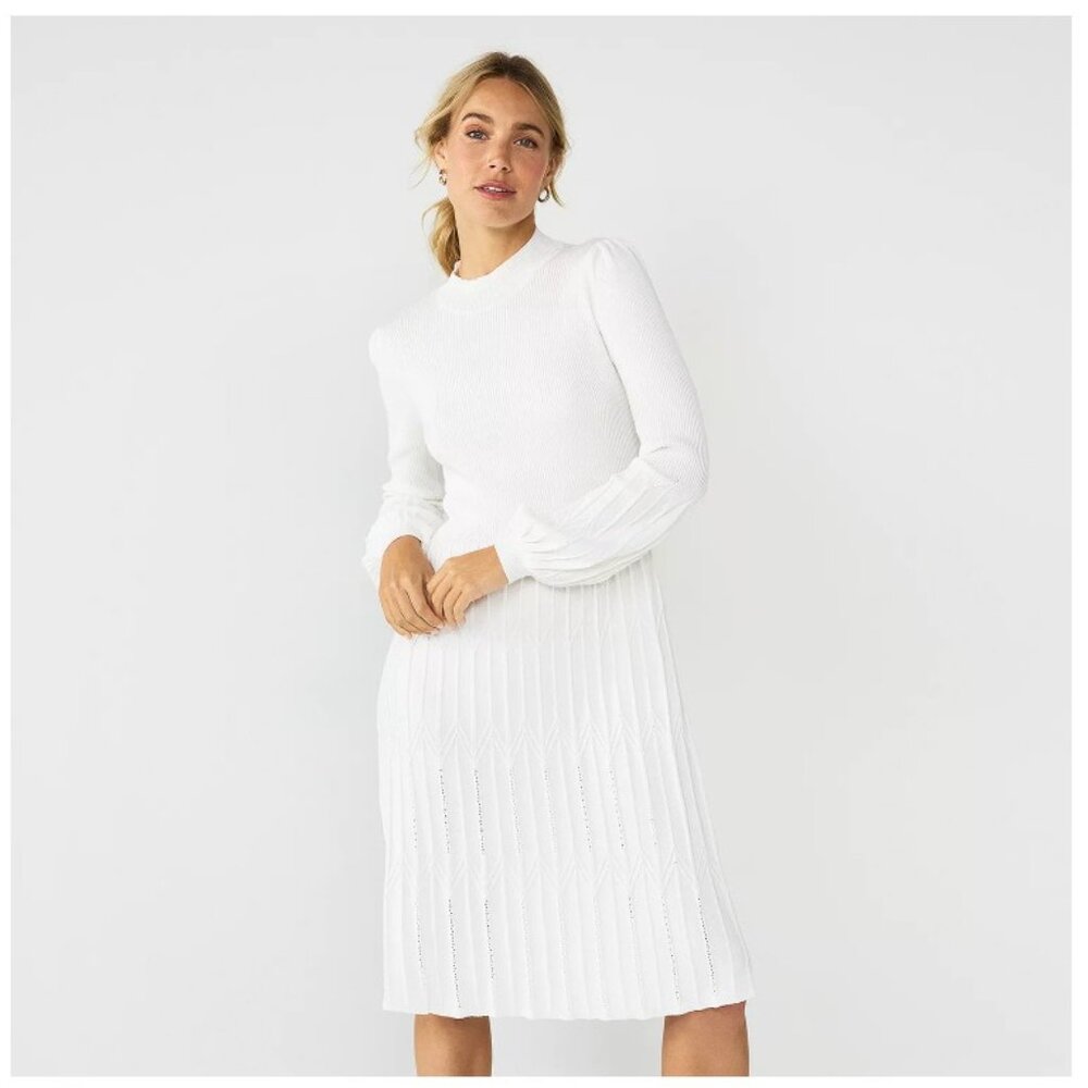 Draper James RSVP White Sweater Dress - Size L